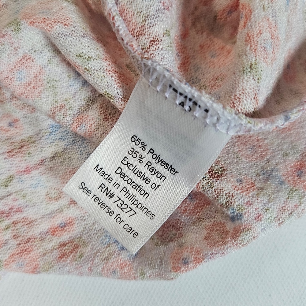 LC Lauren Conrad Floral Blouse Womens Large Multicolor Flutter Sleeve Boho Top - Picture 5 of 5